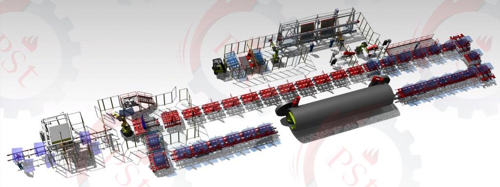 نمای خط تولید صنعتی شیشه لمینت، نشان‌دهنده فرآیند لایه‌بندی و اتوکلاو.