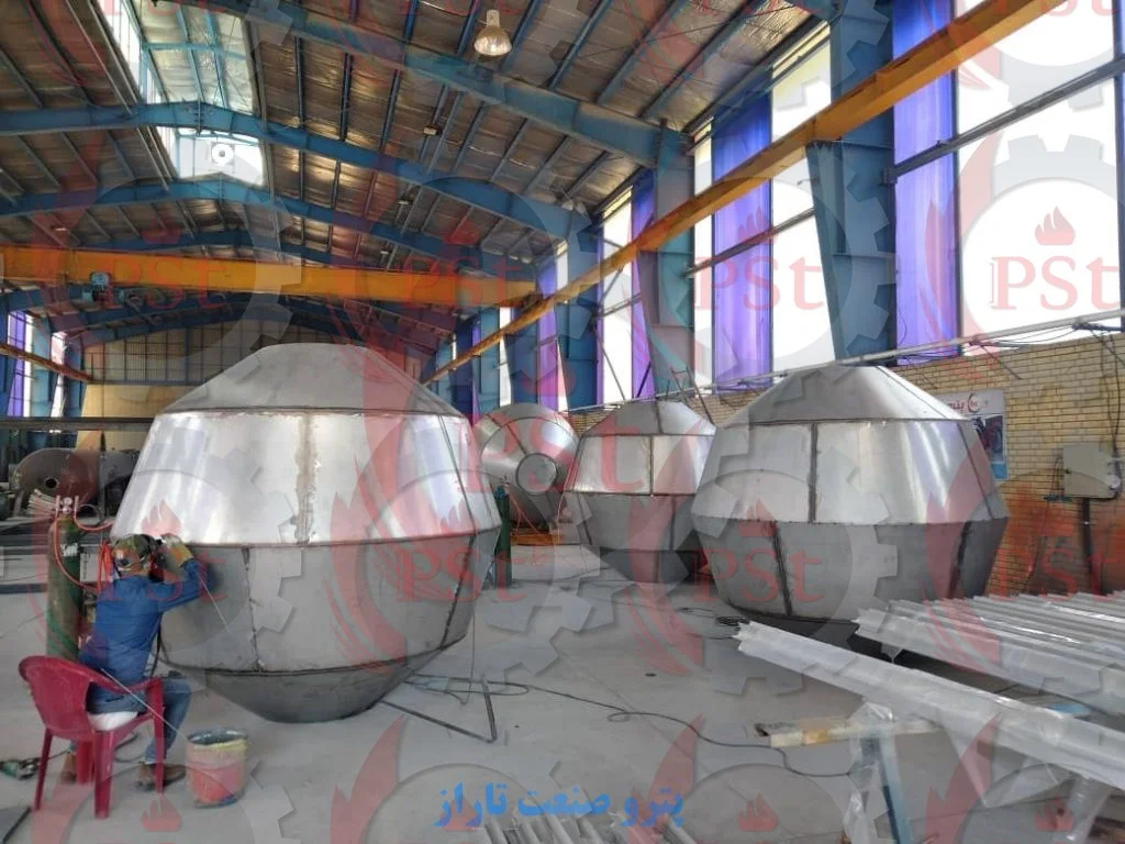 مخزن تحت فشار کروی صنعتی مناسب فرآیندهای نفت، گاز و پتروشیمی